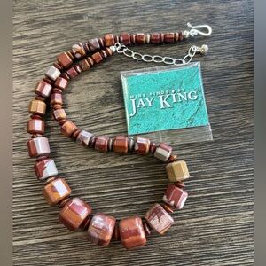 Jay King Mine Finds Red Jasper Cube Bead Necklace (P)
